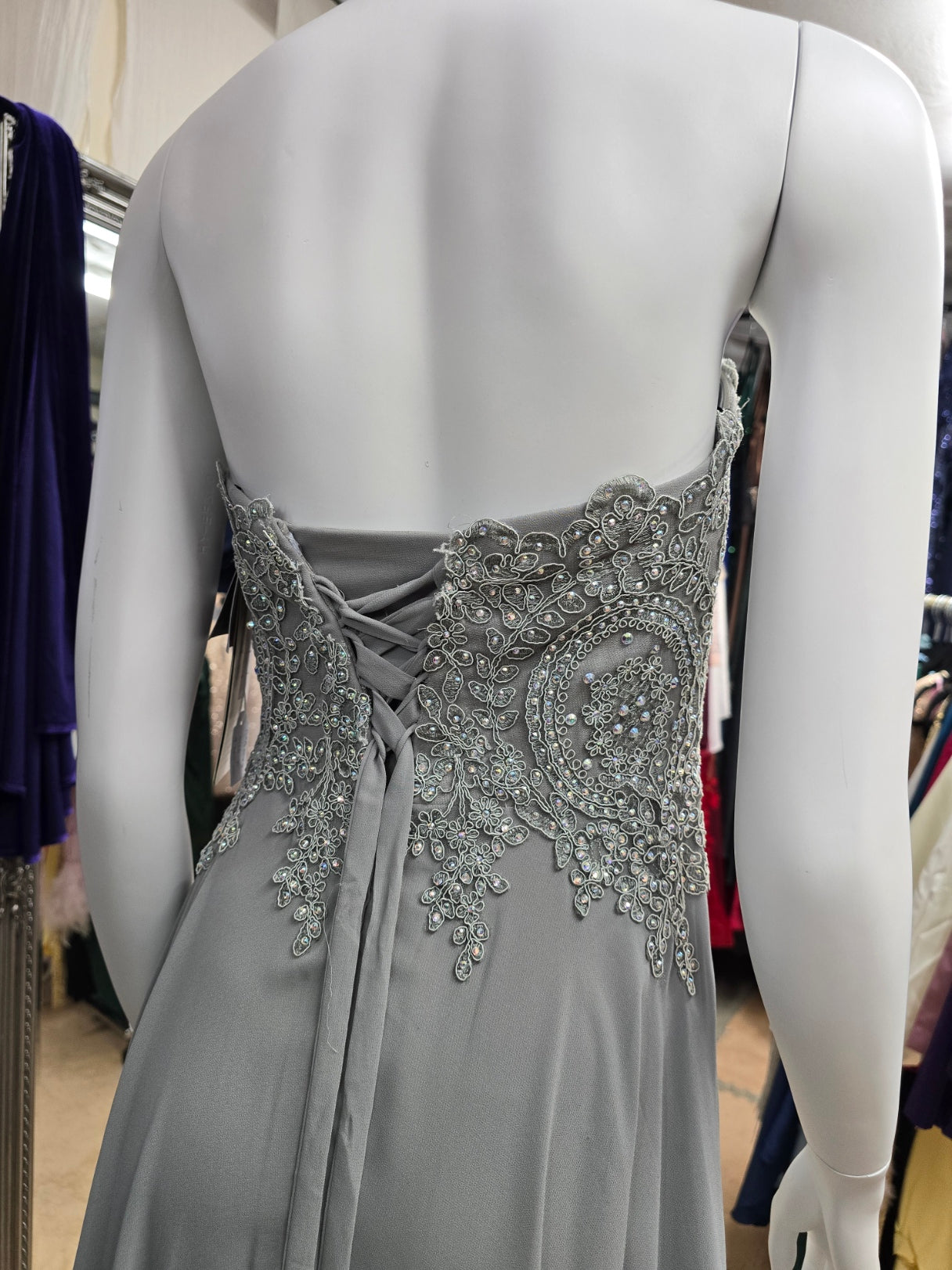 DPB0085 Sleeveless Bead & Rhinestone Dress with Scarf