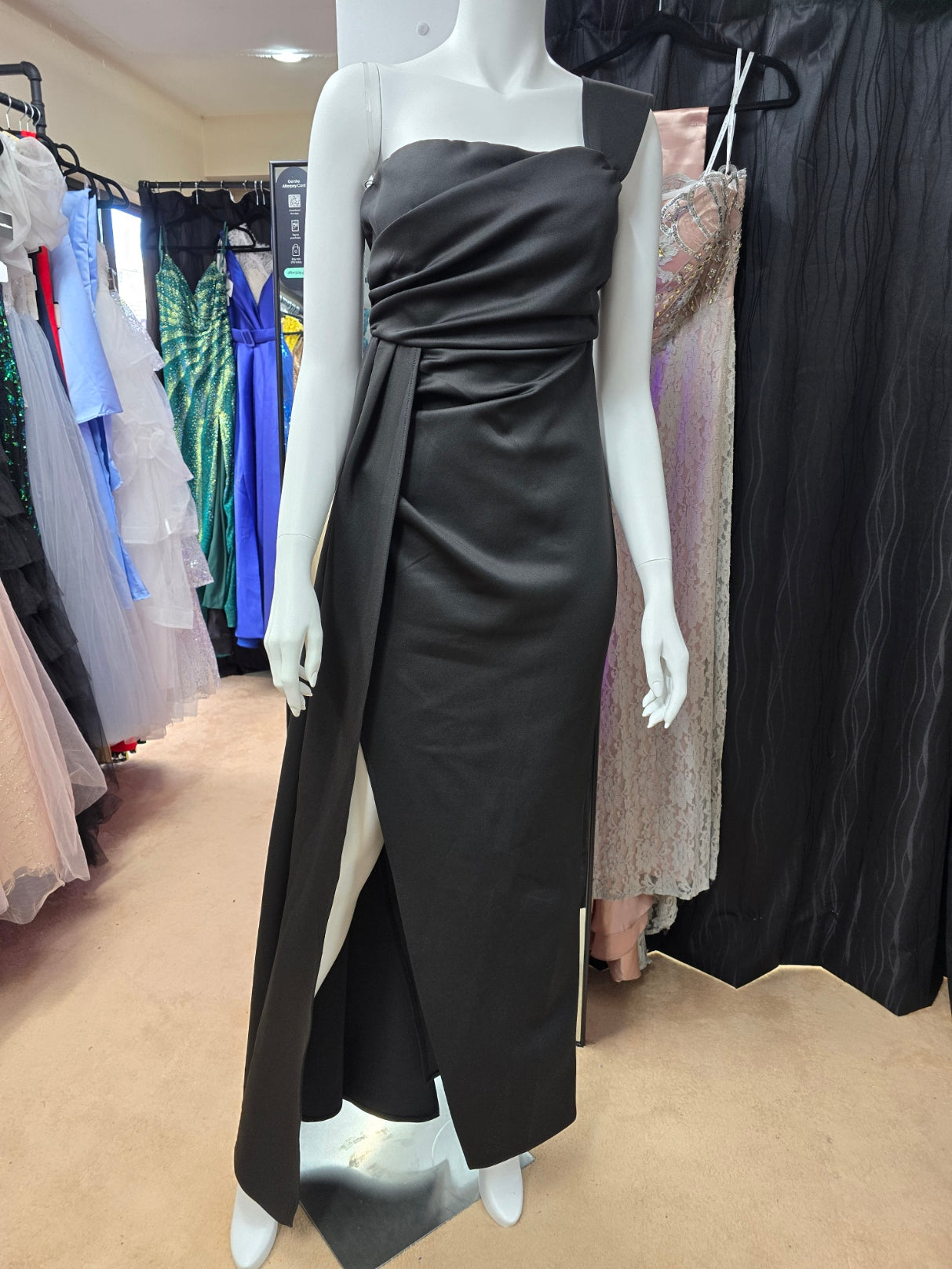 DPB0091 Black One Shoulder Stretch Dress