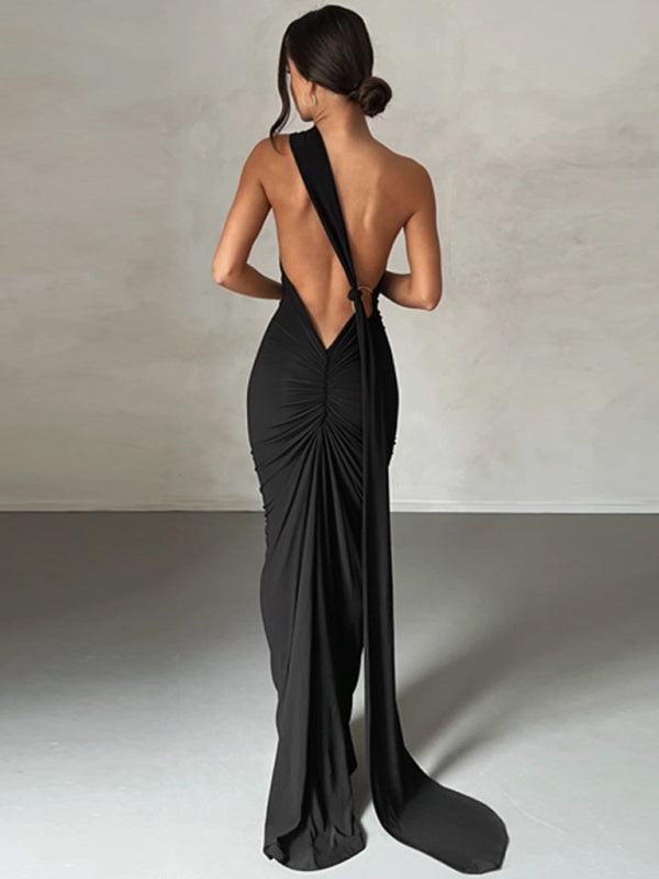 DSB0026 - Backless Pleated Dress