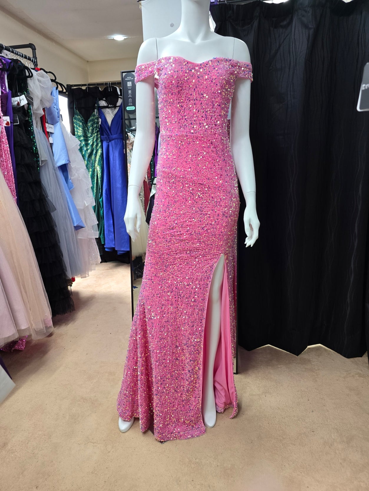 DPB0055 Pink Sequin Ball Dress