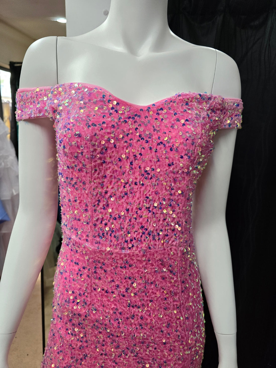 DPB0055 Pink Sequin Ball Dress