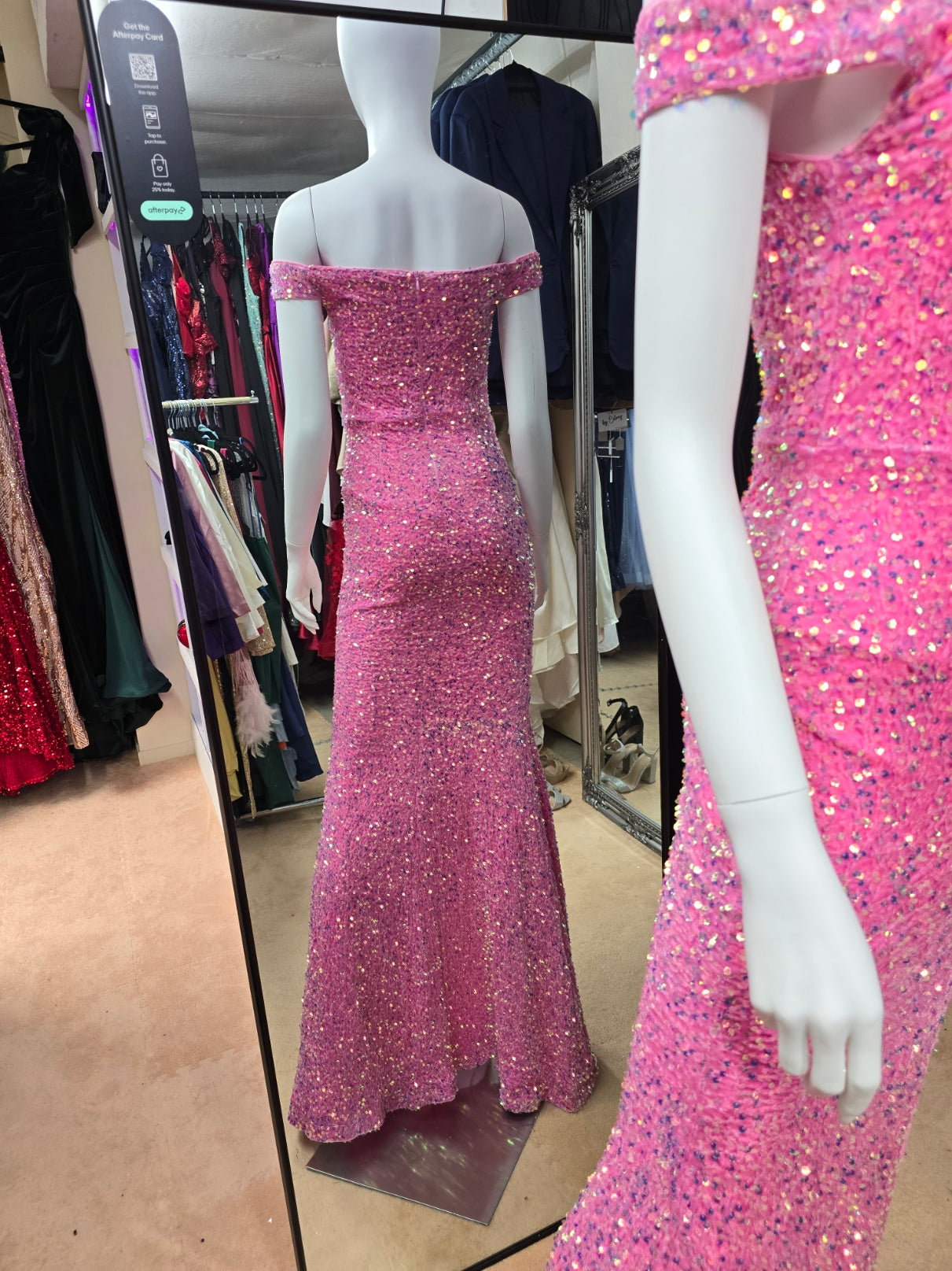 DPB0055 Pink Sequin Ball Dress