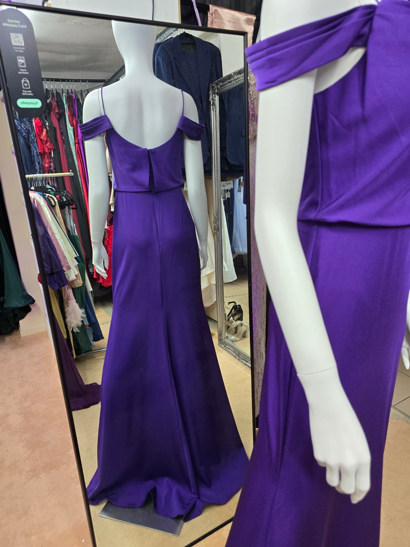 DPB0097 Purple Off Shoulder Bridesmaid Dress