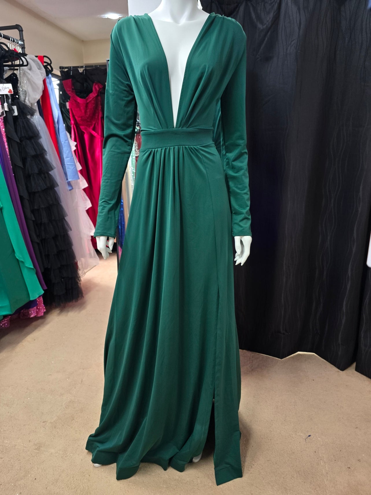 DPB0099 Long Sleeved V-Neck Gown