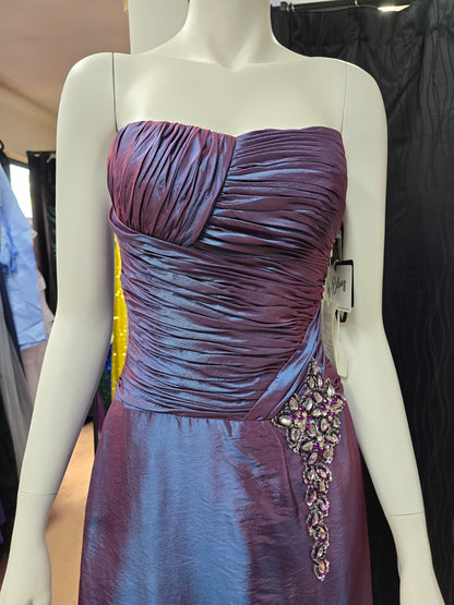 DPB0116 Purple Metallic Dress with Rhinestone Detail