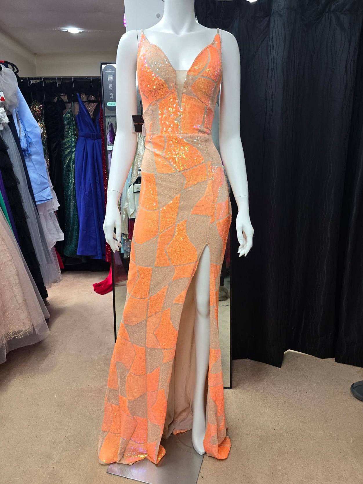 DPB0239 - Orange Sequin with Criss Cross Back