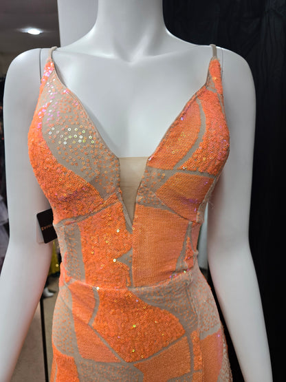 DPB0239 - Orange Sequin with Criss Cross Back