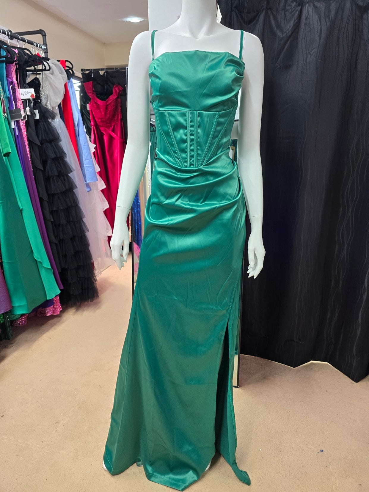 DPB0316 Green Corset Style Ball Dress