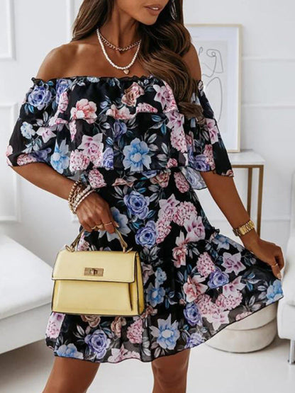 DSB0215 Chiffon print dress