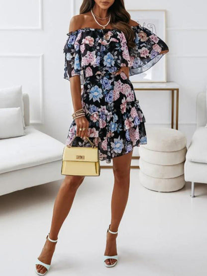 DSB0215 Chiffon print dress